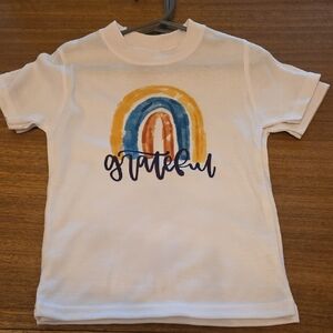 White Kids Shirt with Rainbow Design